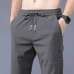 Men's Pants 2025 Summer New Black Gray Thin Business Casual Pants Outdoor Elastic Breathable Straight Leg Sweatpants - Image 2