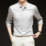 Premium Men's Ultra-Stretch Shirt - High-Quality Silky Business Formal Long-Sleeve Shirt for Social and Casual Wear - Image 22