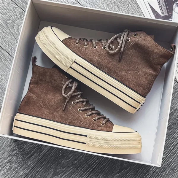 Sd9ef95d64e874fc7b8ee037d466a70f3q.webp High Top Men's Vulcanized Shoes Platform Casual Shoes Outdoor Leather Board Shoes Male Walking Shoes Zapatillas Hombre - Image 1