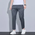 2025 New Summer Ankle-Length Pants Men Straight Fit Fashion Thin Brand Clothing Solid Color Casual Trousers Male 28-38 - Image 5