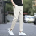 2025 New Summer Ankle-Length Pants Men Straight Fit Fashion Thin Brand Clothing Solid Color Casual Trousers Male 28-38 - Image 2