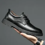 Men's Shoes 2022 Autumn Simple New Genuine Leather Men's Shoes Simple Low Help Work Dress Shoes Lace up Casual Men's Leather Sho - Image 4