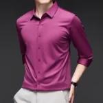 Premium Men's Ultra-Stretch Shirt - High-Quality Silky Business Formal Long-Sleeve Shirt for Social and Casual Wear - Image 16