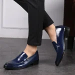 Men's Shoes Loafers Dress Man British Casual Single Leather Small Square Toe Mens Genuine Shoe Formal Black Elegant Good Quality