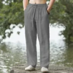 Men's Beach Pants Joggers  Streetwear Cotton Linen Sweatpants Casual Pants Hawaiian Vacation Loose Summer Long - Image 3