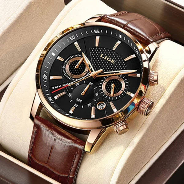 Sea1c924e973442d89ee11a3cdb481c61d.webp LIGE Luxury Watch Men Leather Sport Watches Men's Army Military Quartz Wristwatch Chronograph Male Clock Relogio Masculino+BOX - Image 1