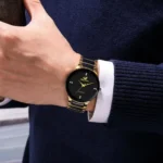 ORLANDO Men Luxury Watches New Arrived Cool Black Gold Quartz Steel Wristwatch Exquisite Masculino Relogio Fashion Clock - Image 6