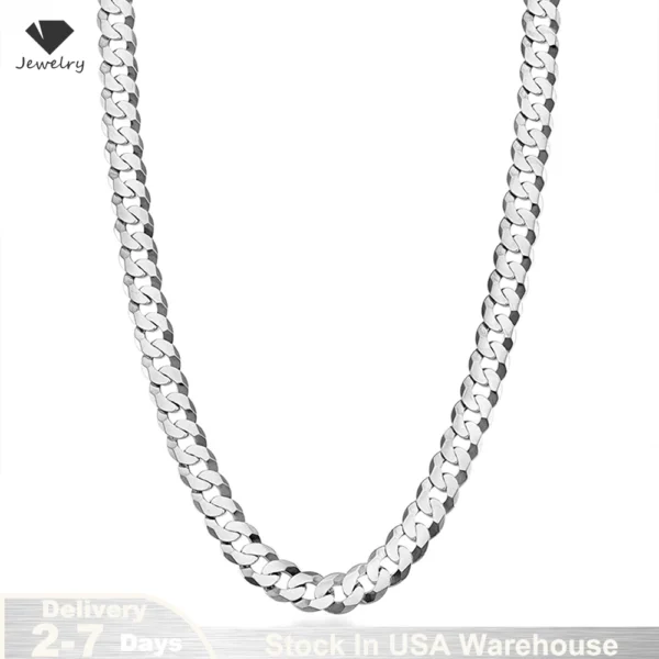 Sf3005e4fa1f6426baee28d7e322c0336e.webp 7mm Men's Cuban Link Chain 925 Sterling Silver Necklace Curb Cuban Link Chain Chokers for Women Hip Hop Jewelry Ships from USA - Image 1