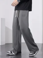 Men's Straight Sweatpants Wide Leg Cotton Track Pants Drawstring Letter Sports Baggy Pants Casual Long Trousers Big Size 8XL - Image 3