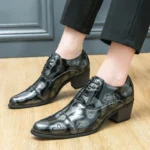 Men's High Heel Shoe Pointed Leather Dress Shoes for Men Fashion Height Increasing Party Prom Wedding Oxfords Zapatos De Hombre - Image 3