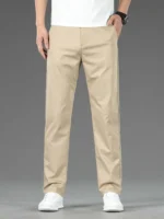 Spring Summer New Men's Casual Pants Thin Mulberry Silk Soft Business Casual Trousers Slim Straight Elastic Suit Pants Male - Image 5