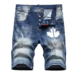 New Fashion Summer Male Denim Jeans Shorts Italian High Street Style Men Blue Straight Ripped Denim Shorts Jeans Casual Jeans 42