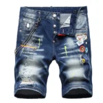 New Fashion Summer Male Denim Jeans Shorts Italian High Street Style Men Blue Straight Ripped Denim Shorts Jeans Casual Jeans 42 - Image 14