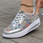 [Sneakers] Women'S Glossy Bohemian Style Outdoor Sports Casual Shoes, Trendy Running Shoes, Lightweight Height-Increasing Walking Shoes - Image 2