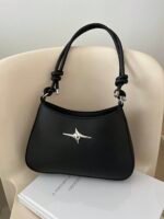 Fashion Minimalist Style Simple Women Shoulder Bag, Underarm Handbag, Color Block Black And White Women Crossbody Bag - Image 2
