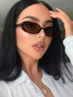 1pc Oval Shaped Women's Fashion Eyeglasses, New Y2K Small Frame Beach Accessories For Women Glasses Shades Basics Fall Winter Women Outfits Clothes Business Casual Gifts Leopard For Summer Beach Vacation,Outdoor,Travel Preppy Style For Back To School - Image 2