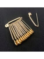 Shiny Golden 10pcs Rhinestone Brooch - Pin Artificial Crystal Clip For Women's Sweater Scarf Collar Hat Accessories - Image 2