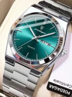 POEDAGAR 1pc Fashion Waterproof Luminous Stainless Steel Watch For Men With Date Week Display Casual Quartz Men's Watches Suitable For Daily Wear Man Watch+Box - Image 2