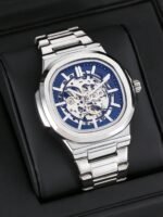 1pc Men's Casual Hollow Tourbillon Automatic Mechanical Watch, Waterproof Luminous Business Wristwatch, Minimalist Fashion Suitable For Students, Back To School Season, Affordable Price - Image 2