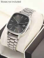 Battery-Powered, Calendar Function, Retro Style, Casual And Fashionable, Adjustable Strap Length, Simple Square Dial, Suitable For Both Men And Women, Quartz Watch. Suitable For Daily Wear, Business Occasions, Festivals, Gift-Giving, Birthdays, And Valent - Image 2