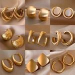 10pcs Fashionable Luxury Geometric Metal Earrings Set For Women, Suitable For Daily Matching, Gifts For Friends, Parties, Gatherings Random Assorted - Image 2