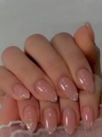 Radiate Charm 24pcs Short Pointed Ice Pink Gradient White French Nail Art Set, Long-Lasting And Durable, Suitable For Parties, Proms And Daily Wear - Image 2
