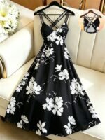 French Style Ditsy Floral Spaghetti Strap Dress - Image 2