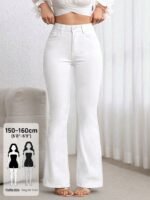 Casual Y2K Versatile Everyday Elegant Wide Leg Black White Denim Casual Streetwear Women Denim Jeans ,Petite Women - Image 2