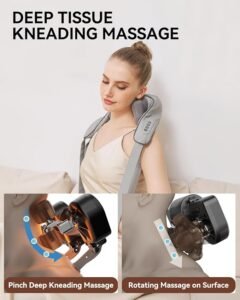 Neck Massager for Pain Relief Deep Tissue-Shiatsu Kneading Shoulder Massager-Cordless Solo Soothe Massager with Heat for Trapezius,Back,Legs,Relaxation - Image 3