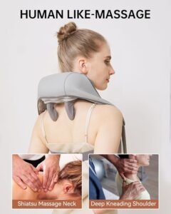 Neck Massager for Pain Relief Deep Tissue-Shiatsu Kneading Shoulder Massager-Cordless Solo Soothe Massager with Heat for Trapezius,Back,Legs,Relaxation - Image 4