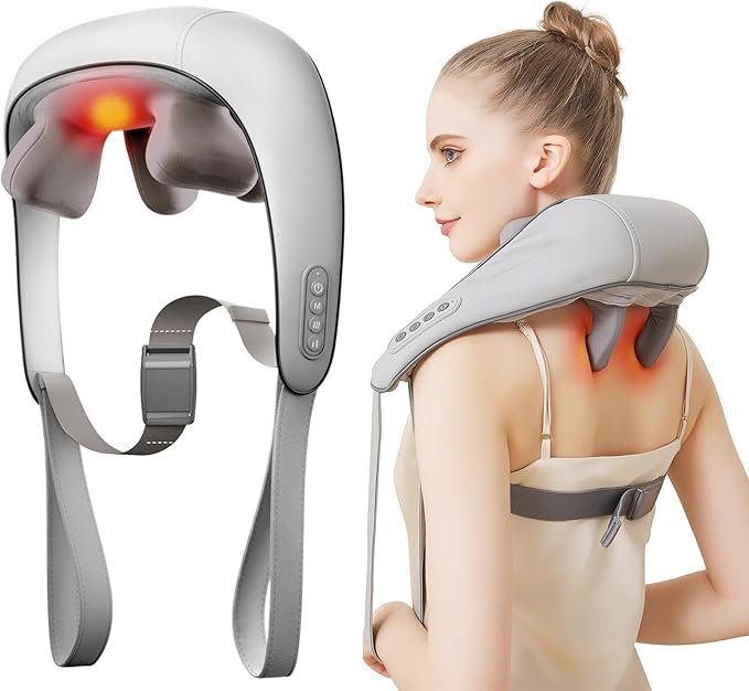 71mG+AK5OUL._AC_SX679_ Neck Massager for Pain Relief Deep Tissue-Shiatsu Kneading Shoulder Massager-Cordless Solo Soothe Massager with Heat for Trapezius,Back,Legs,Relaxation - Image 1