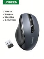 UGREEN Wireless Mouse Ergonomic Design 6 Silent Buttons 2.4G Wireless Connection With USB Mini Receiver 5-Level Adjustable DPI 4000DPI Compatible With PC/Mac/Linux Laptops - Image 2