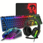 Wired Gaming Keyboard Mouse Headset Set, Rainbow LED Backlit Wired Keyboard, Over-Ear Headset With Microphone, Rainbow Backlit Gaming Mouse, Mouse Pad, Suitable For PC, Laptop - Image 2